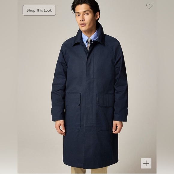 Mens JCrew Navy Trench Coat Rivington car coat water resistant twill NWT - Picture 4 of 13